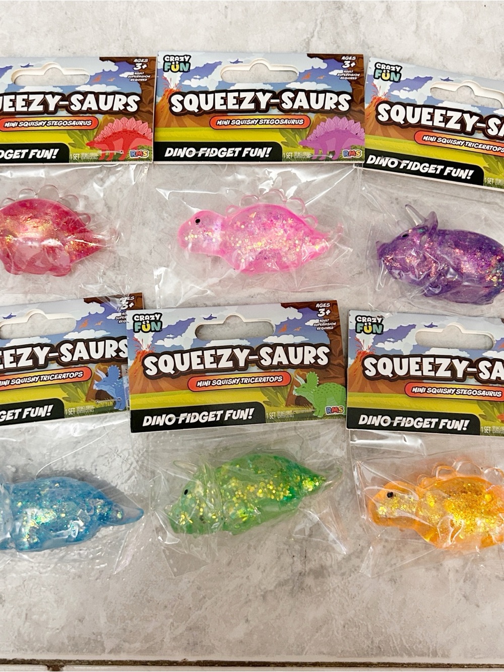 VIRAL Crazy Fun Squishy Squeezy-Saurs Toys Set of 6 NWT